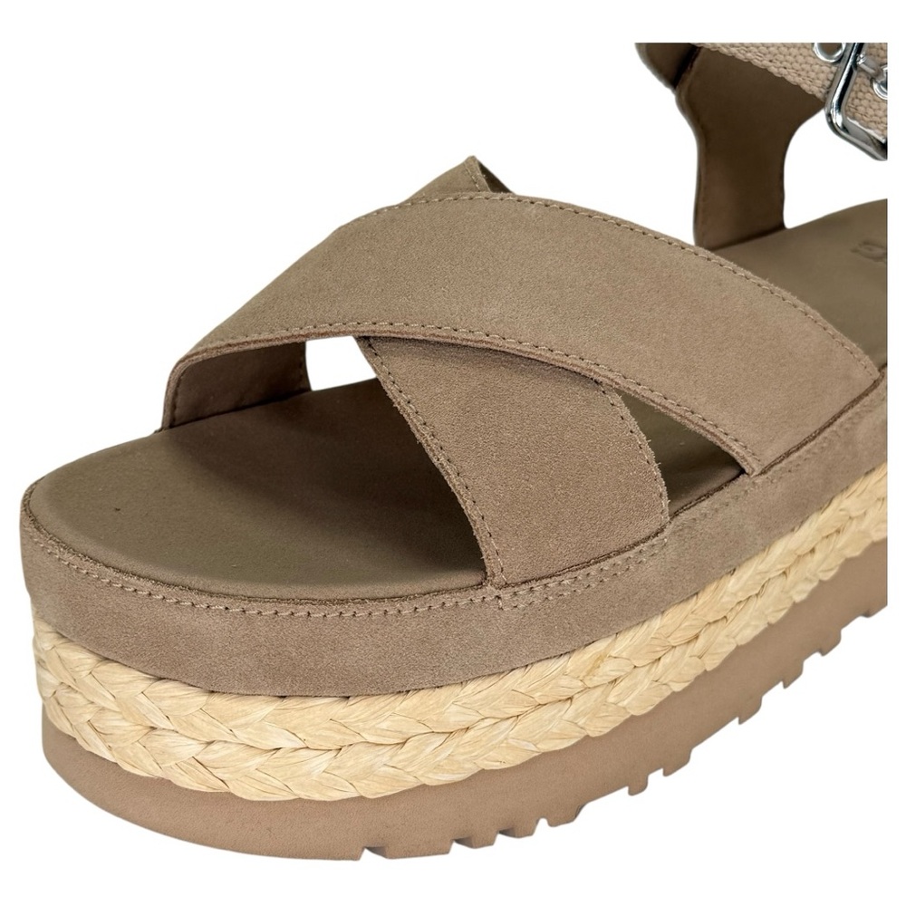 UGG Aubrey Tan Leather Womens Platform Sandals Size 10M - Picture 7 of 14